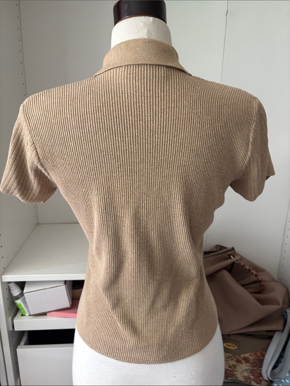 Emanuel Ungaro Short-Sleeve Button Down Polo in Camel - Picture 3 of 7